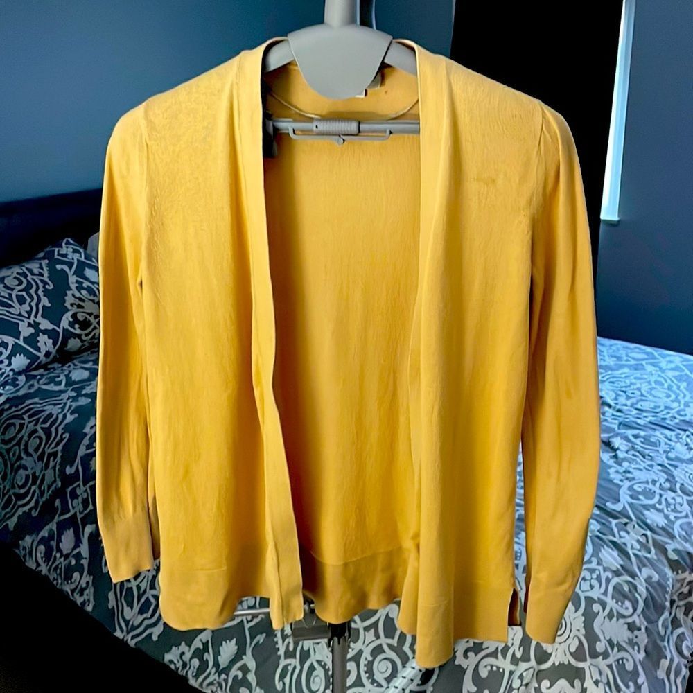 Mustard color Ann Taylor Loft open front cotton cardigan - size SP